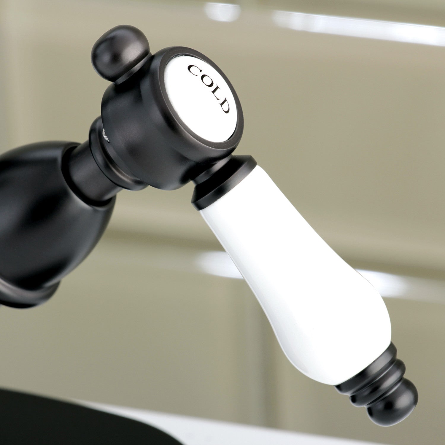 Kingston Heirloom KS1435BPL - Bel-Air Double-Handle 1-or-3 Hole Deck Mount 4-Inch Centerset Bathroom Faucet with Brass Pop-Up, Oil Rubbed Bronze — thumbnail 3